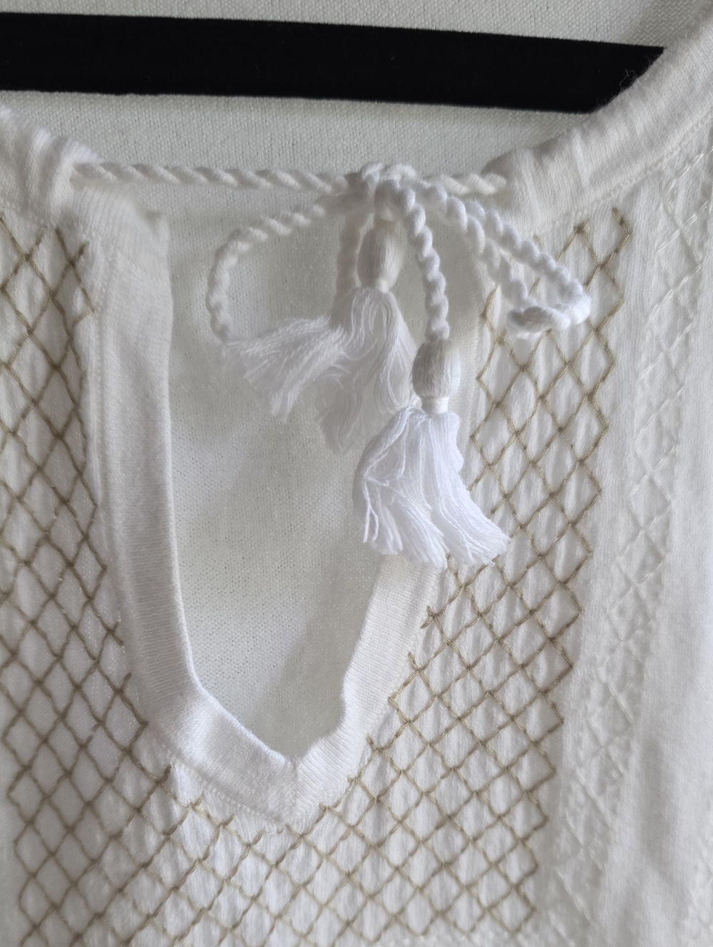 J.CREW White Cotton Tunic with Embroidered Bib - Picture 2 of 6
